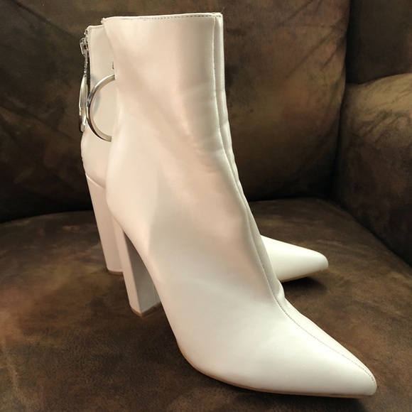 public desire white ankle boots